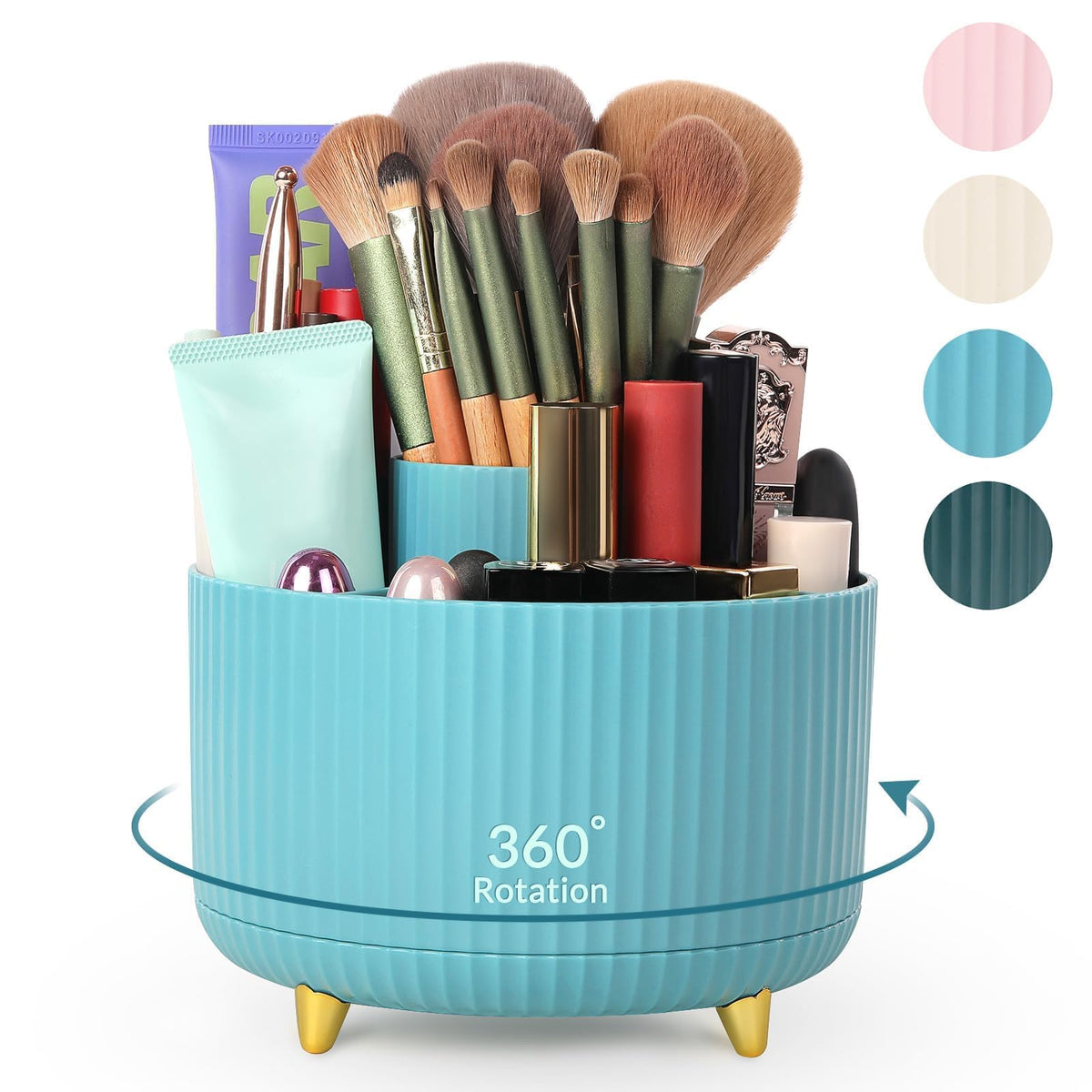 SKYDUE 360 Degree Rotating Desk Organizer, Dual-Purpose Pencil Pen Holder for Desktop, Desk Pen Organizer with 5 Slots, Office Supplies, Pencil Cup for Office, School, Home