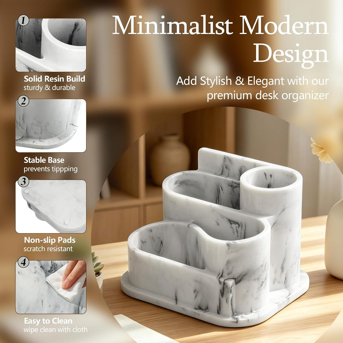 Aesthetic Desk Organizer,Pen Holder for Desk,Modern Office Desk Accessories