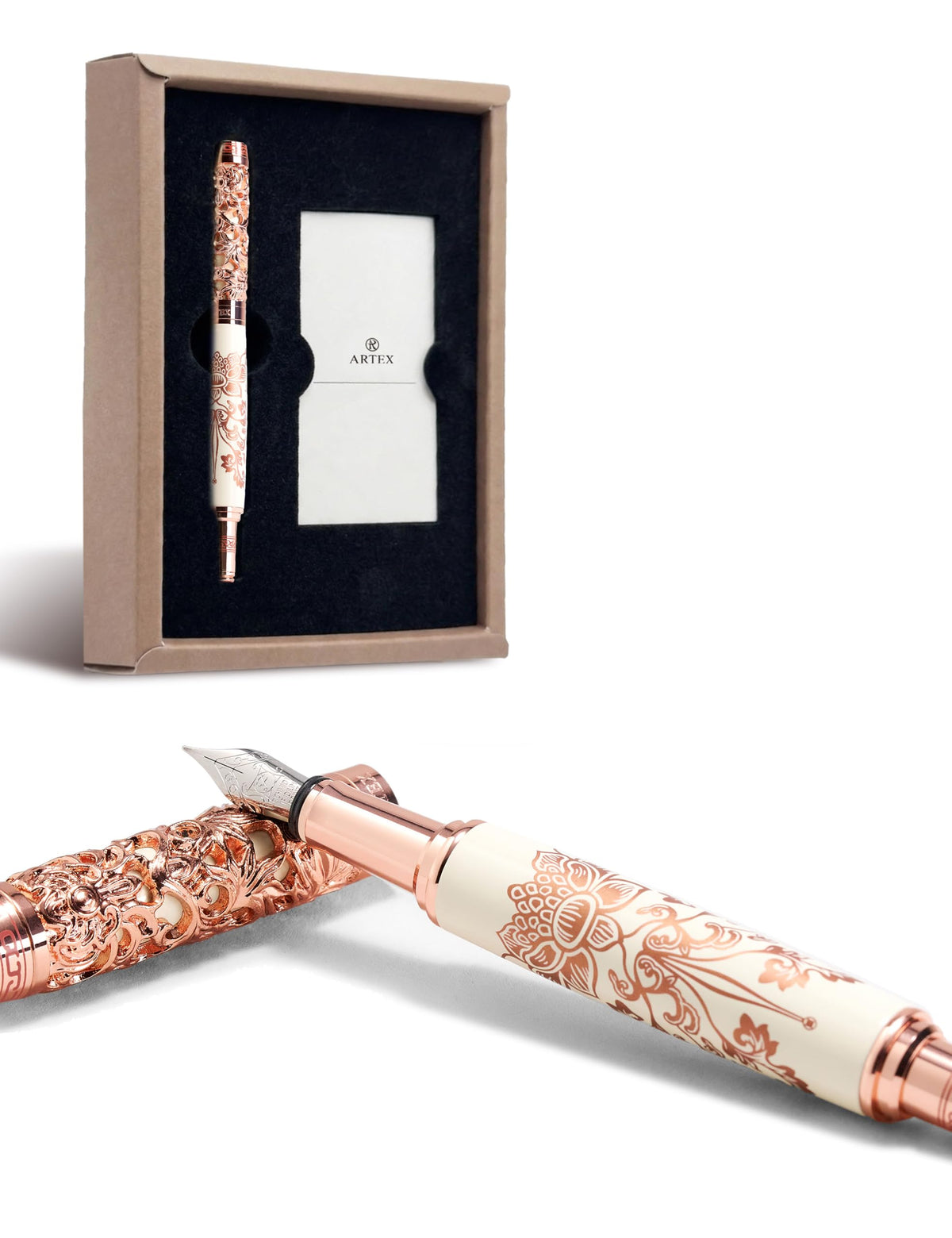 ARTEX x National Palace Museum Gold Lotus Fountain Pen & Marble Stand Set