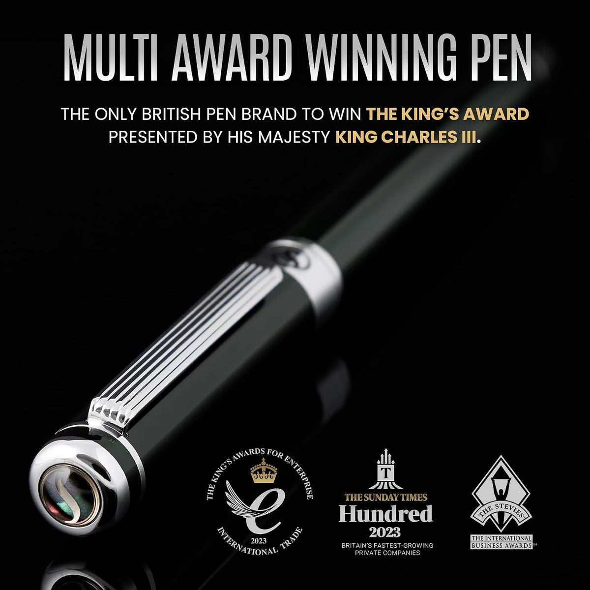Scriveiner Black Green Rollerball Pen - Stunning Luxury Pen, Chrome Finish, Schmidt Ink Refill, Best Roller Ball Pen Gift Set for Men & Women, Professional, Executive Office