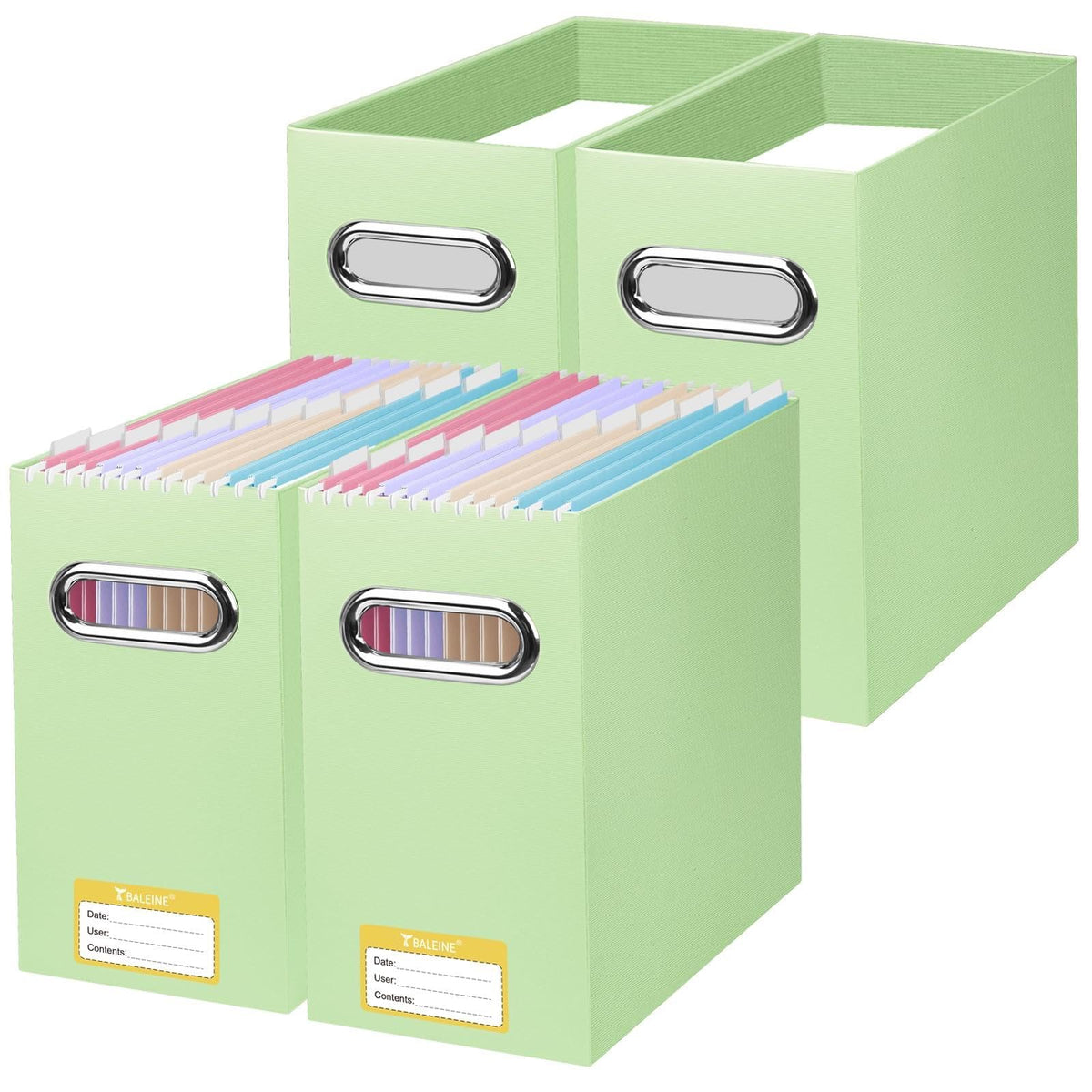 BALEINE 2PK File Organizer Box, Cardboard File Folder Organizer with Handle