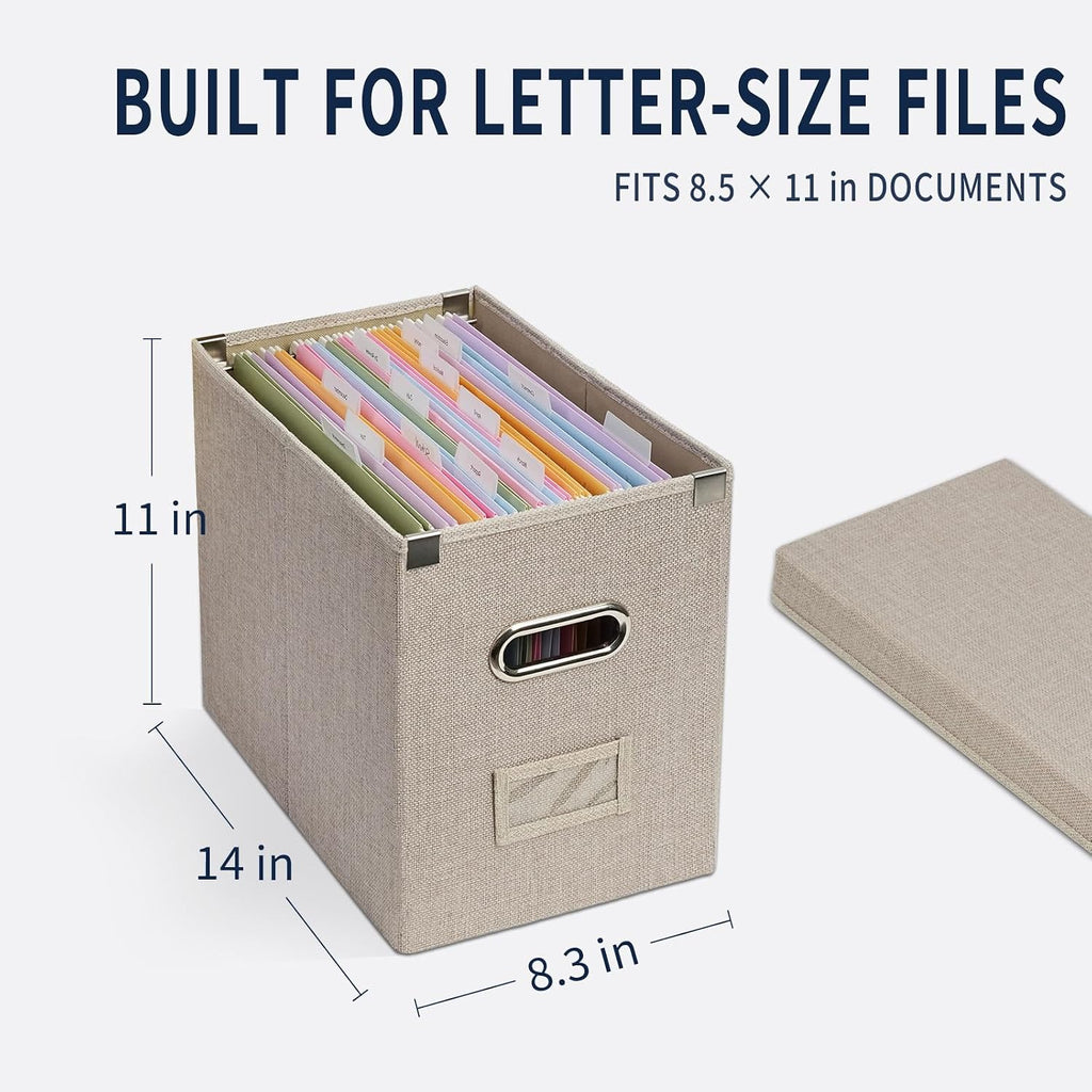 File Organizer Box with 15 Hanging File Folders, Lift-Off Lid