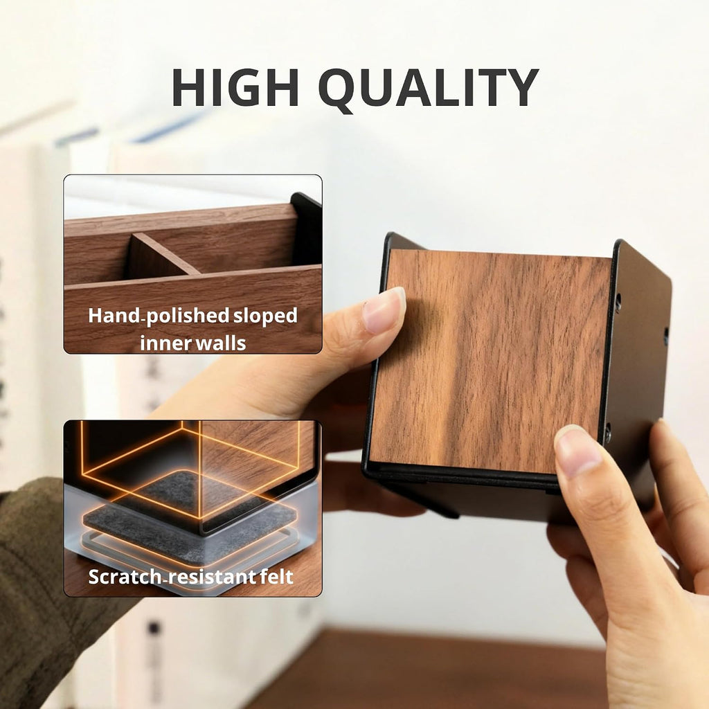 muso wood Walnut & Aluminum 1 Slot Pen Holder for Desktop