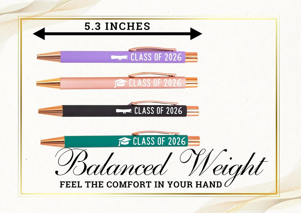 InnoBeta Class of 2026, Graduation Gifts Ballpoint Pen Set of 4, Funny Inspirational Pen, Office Tools for Graduation - Multicolor