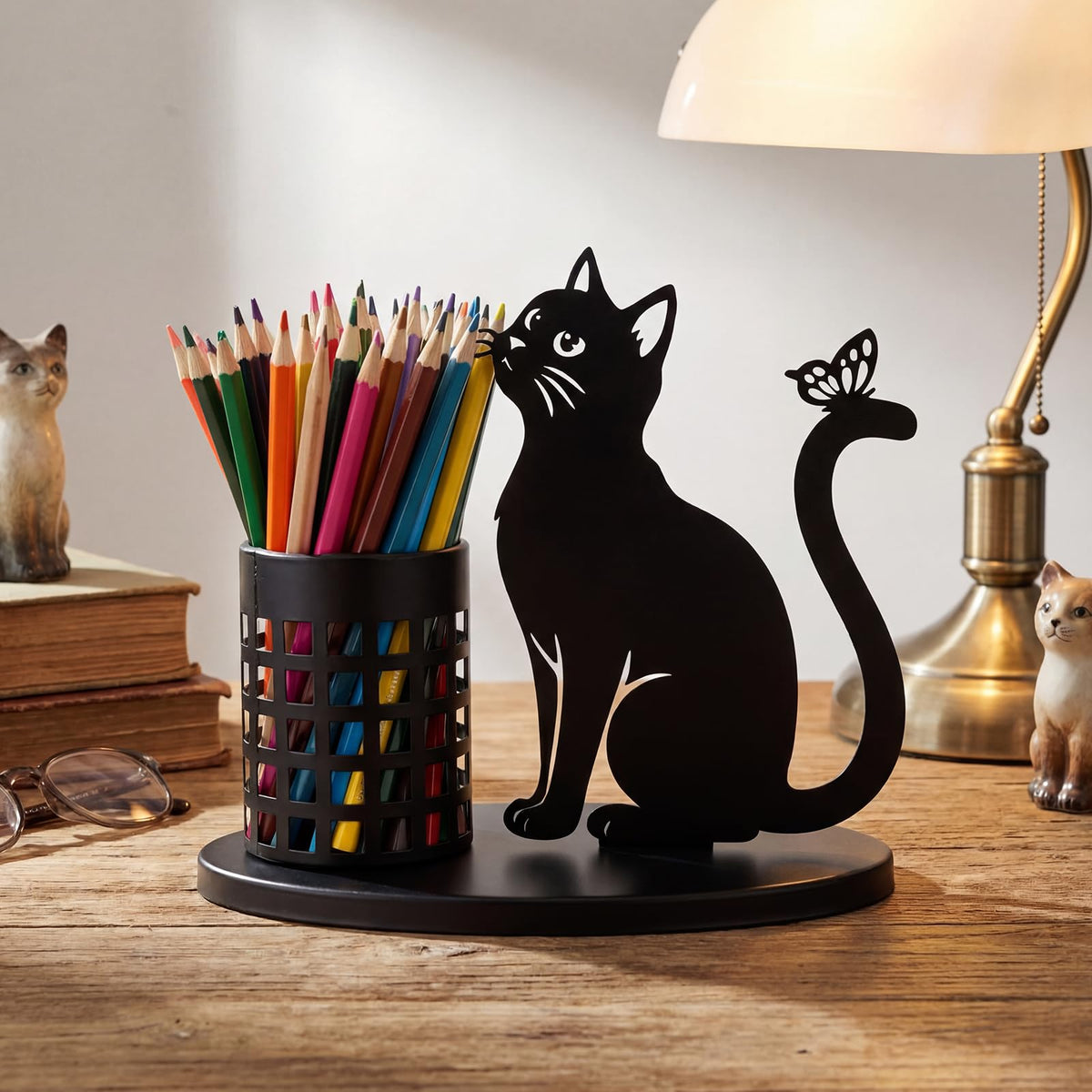 Tandefio Dog Pen Holder for Desk Cute Black Puppy Pencil Holder