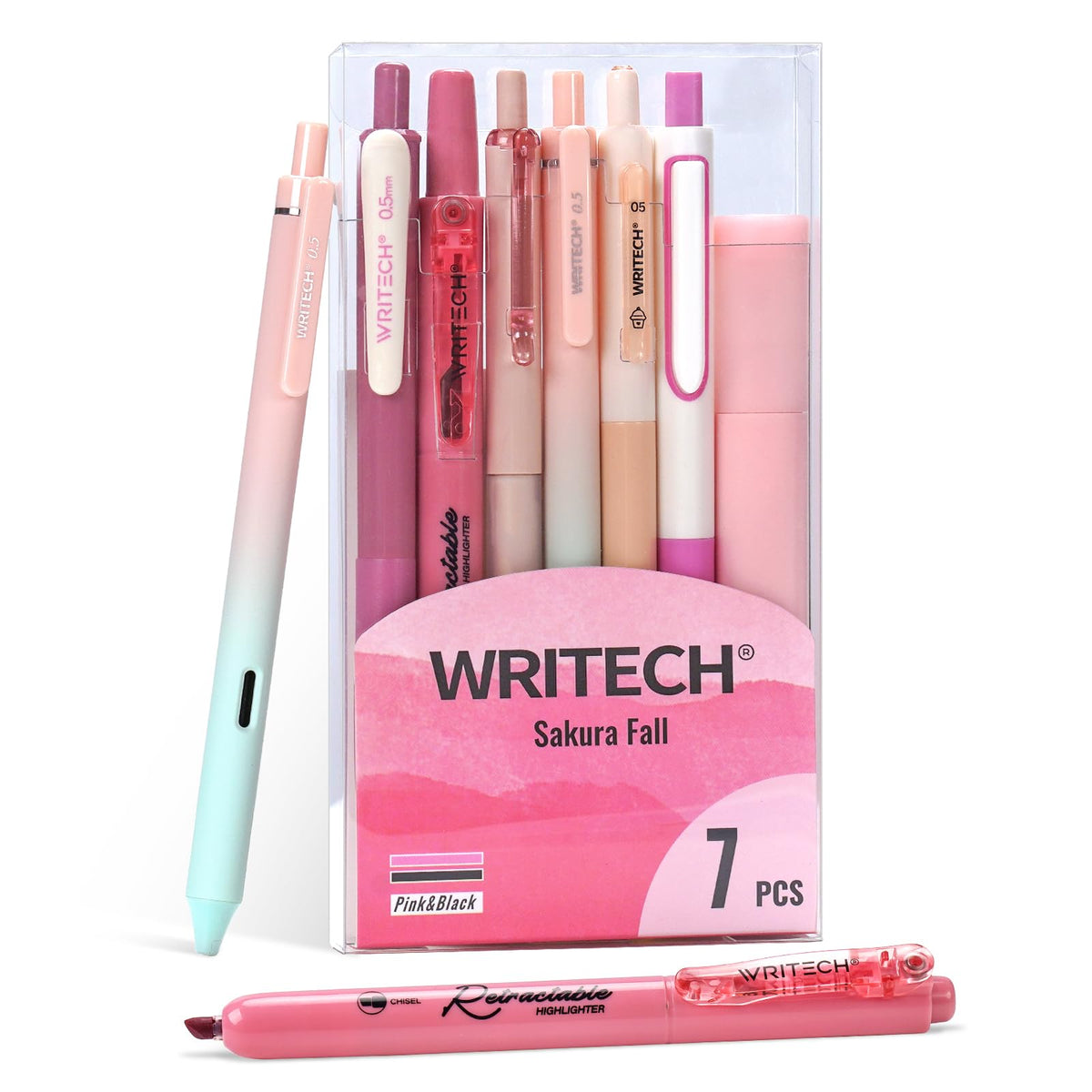 WRITECH Gel Pens Journaling Highlighters: 0.5 & 0.7mm Blue Journal Set 7ct