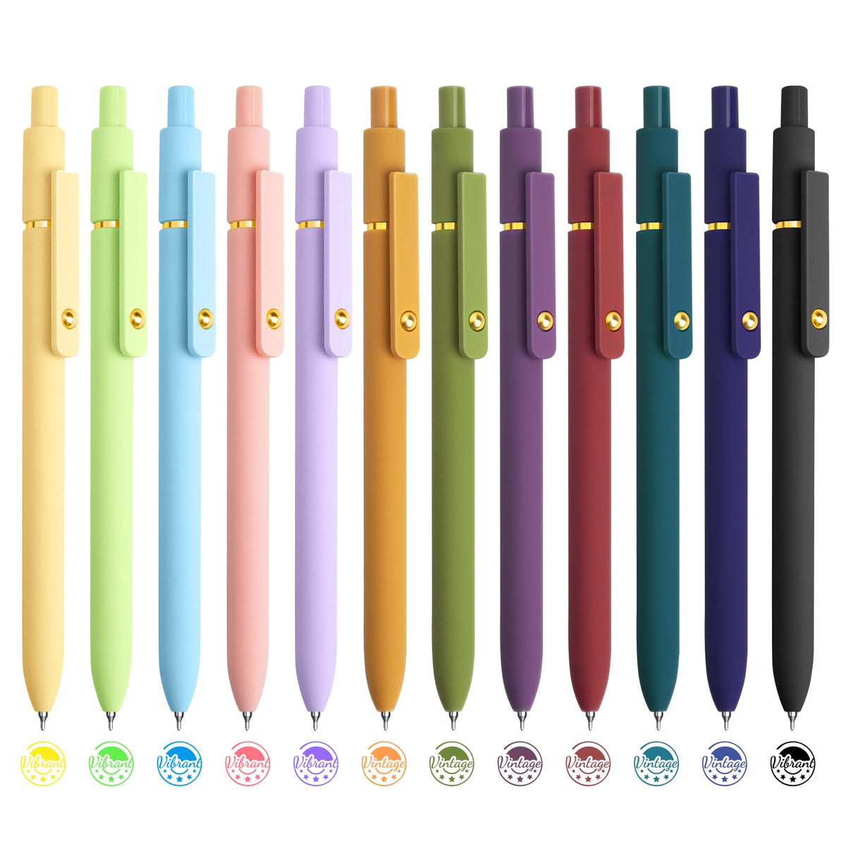 YOXMJDB 6 Pcs Color Pens for Journaling 0.5mm Fine Point Colored Gel Ink Pen, Smooth Writing Colorful Pens for Note Taking, Gift Set for Women & Men (6 Pcs Vintage Gold)