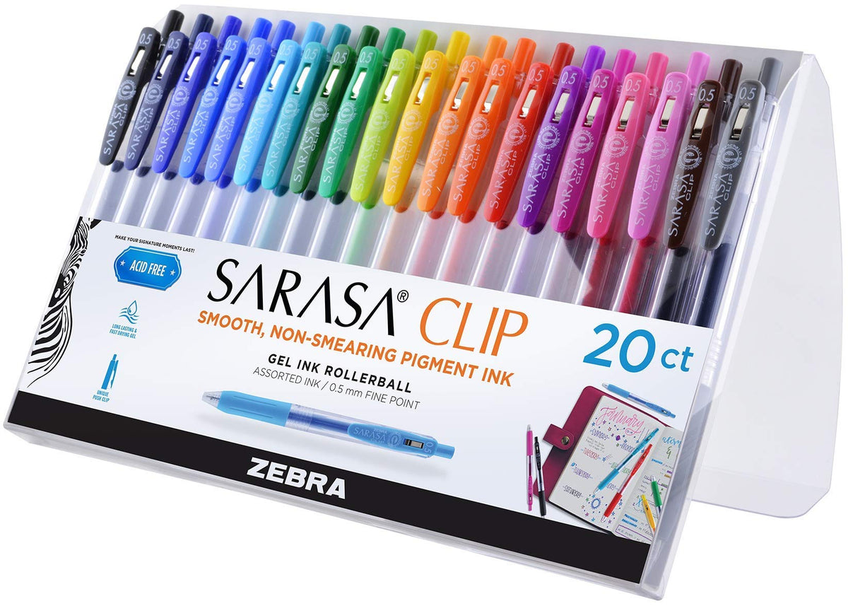 Zebra Pen SARASA Clip Retractable Gel Pen, Assorted Vintage Dark Ink, 5-Pk