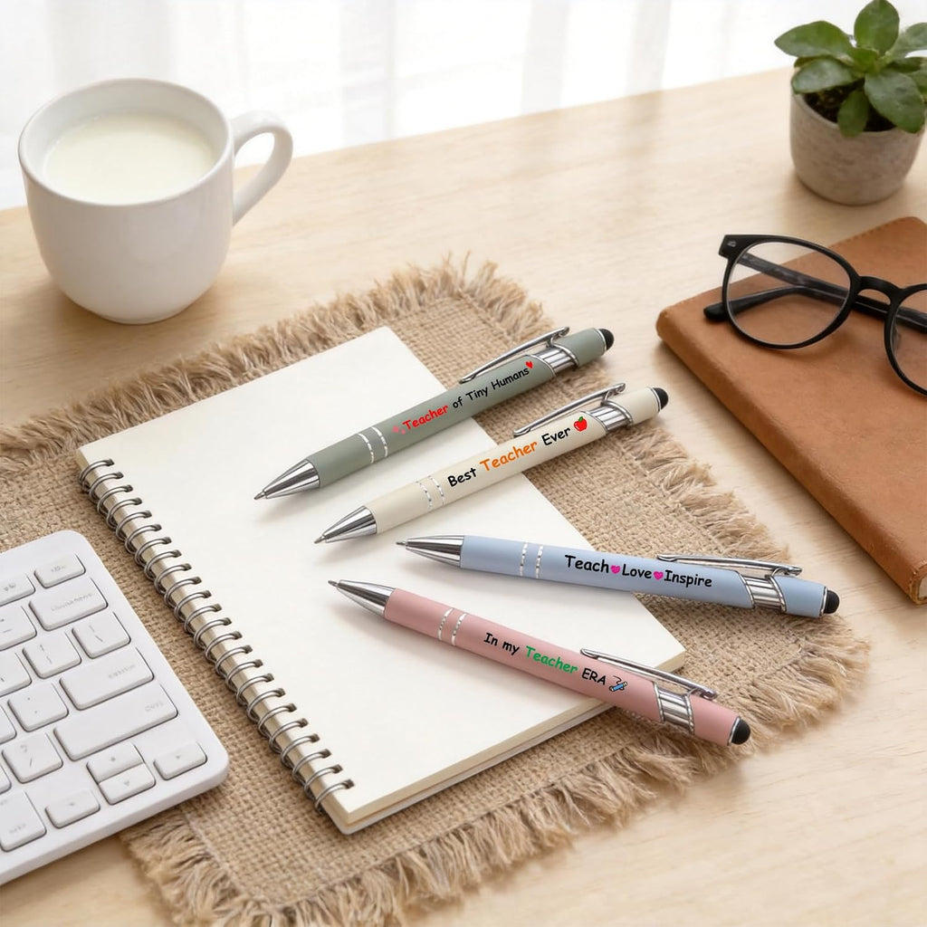 8 Pack Teacher Appreciation Ballpoint Pens, Thank You Motivational Quote Writing Instruments for Educators, Practical Office Stationery Set, Cute Retractable Black Ink Pens for School
