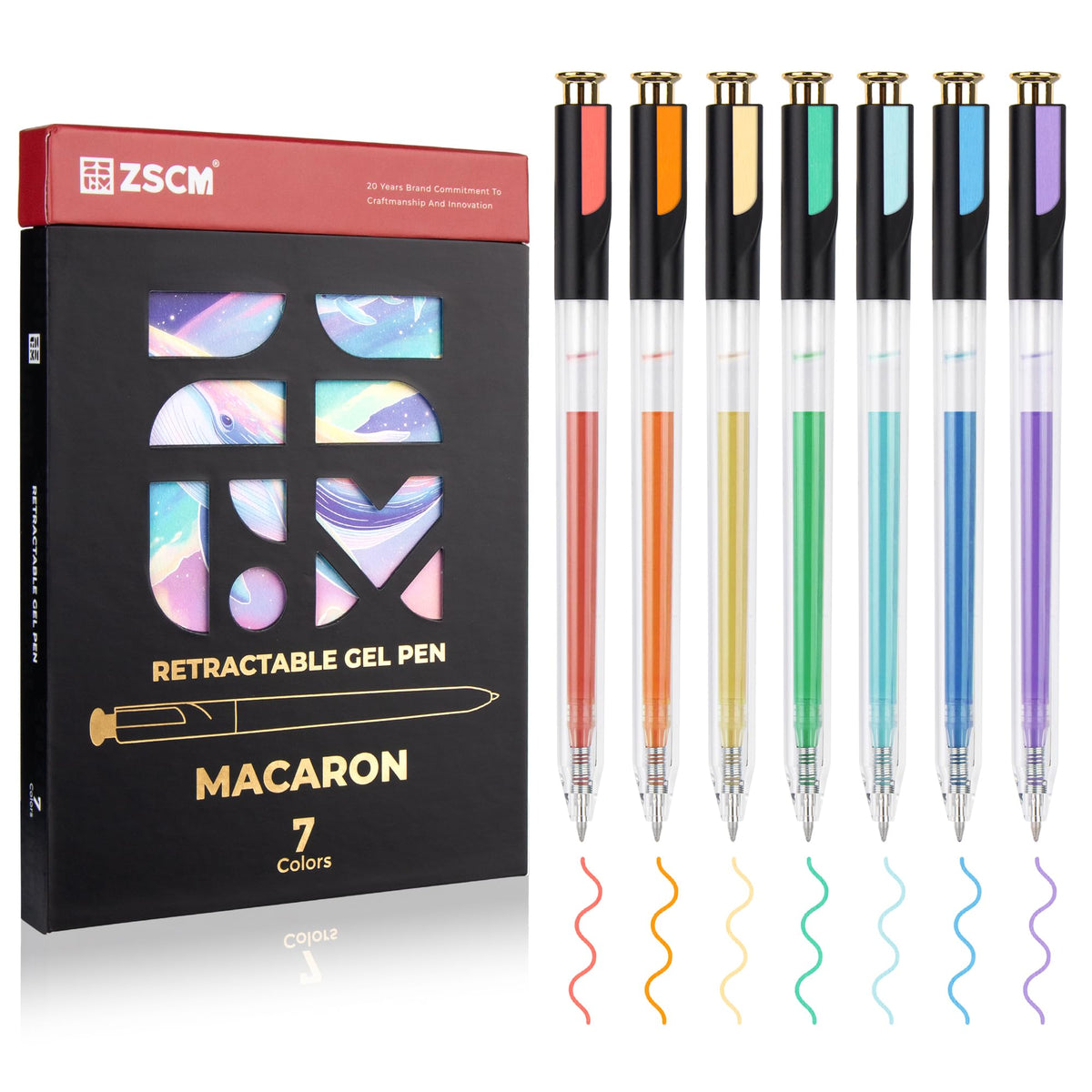 Retractable Macaron Gel Pens, 7 Colors Large Capacity Creamy Pastel Gel Ink Pens for Adult Coloring, 1.0 mm Fine Point Smooth Writing Color Pen for Kawaii Drawing Note Taking Aesthetic Art Supplies