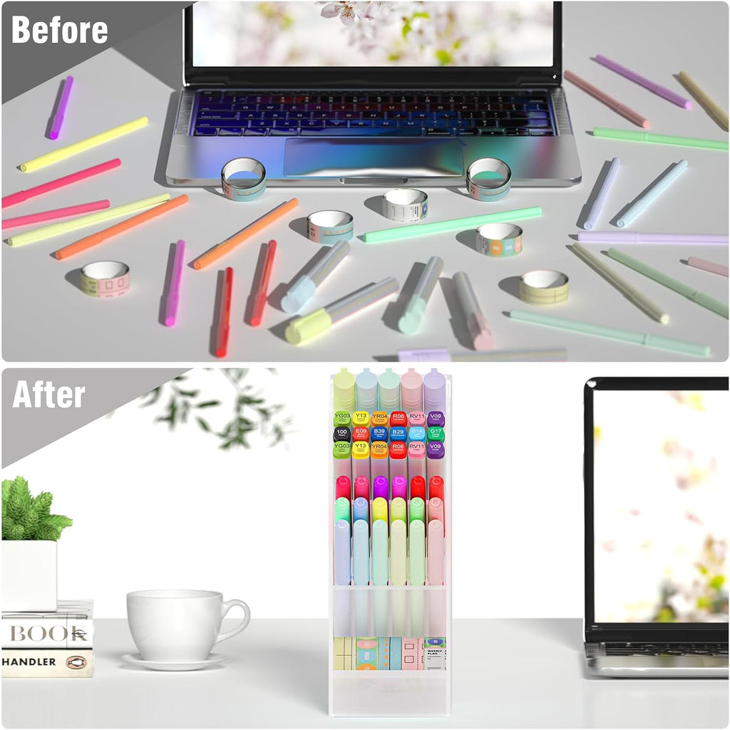 Asten Pen Holder, Pencil Holder for Desk, Pen Organizer (Clear, 3 Pack)