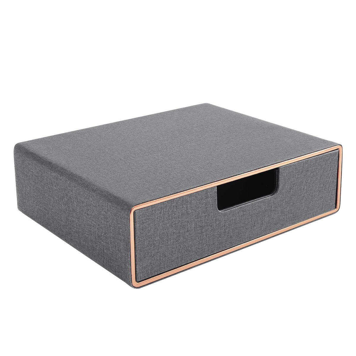 Fashion Multicolor Collocation Leather Desk Organizer File Cabinet Executive Office Supplies Desktop Filing A4 Contract Document Stackable Storage Box with 3 Drawers (Black)