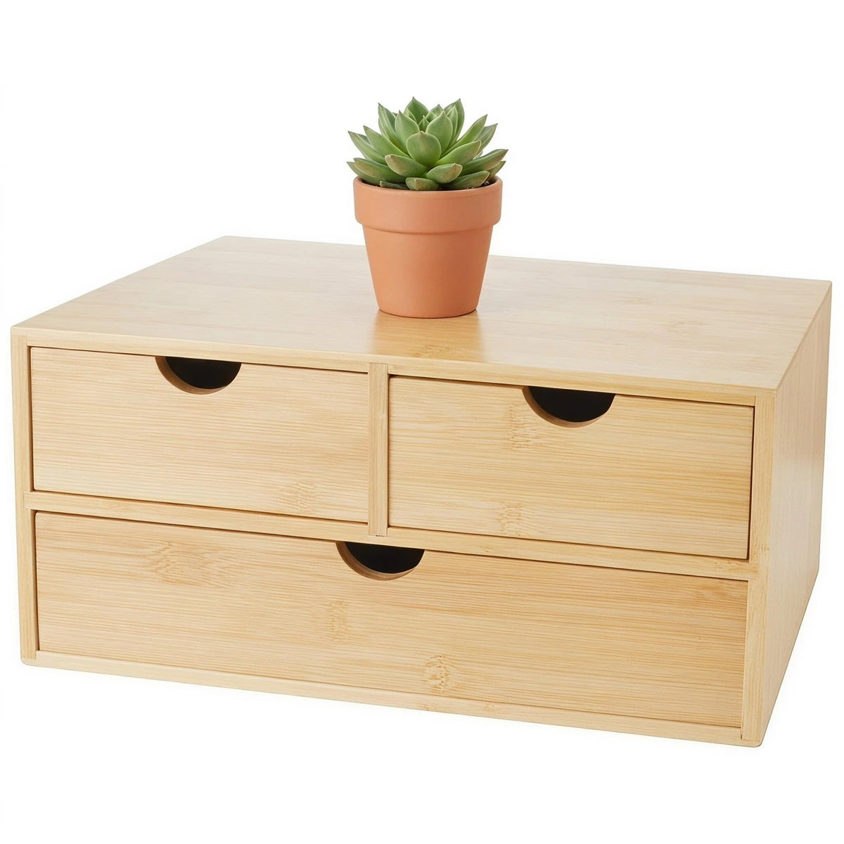 Charmewooden Bamboo Desk Organizer with Drawers, Countertop Organizer with Drawers Makeup Storage Drawer 2 Drawers Tabletop Storage Organization Box Home Office Workspace Bathroom Toiletries Supplies