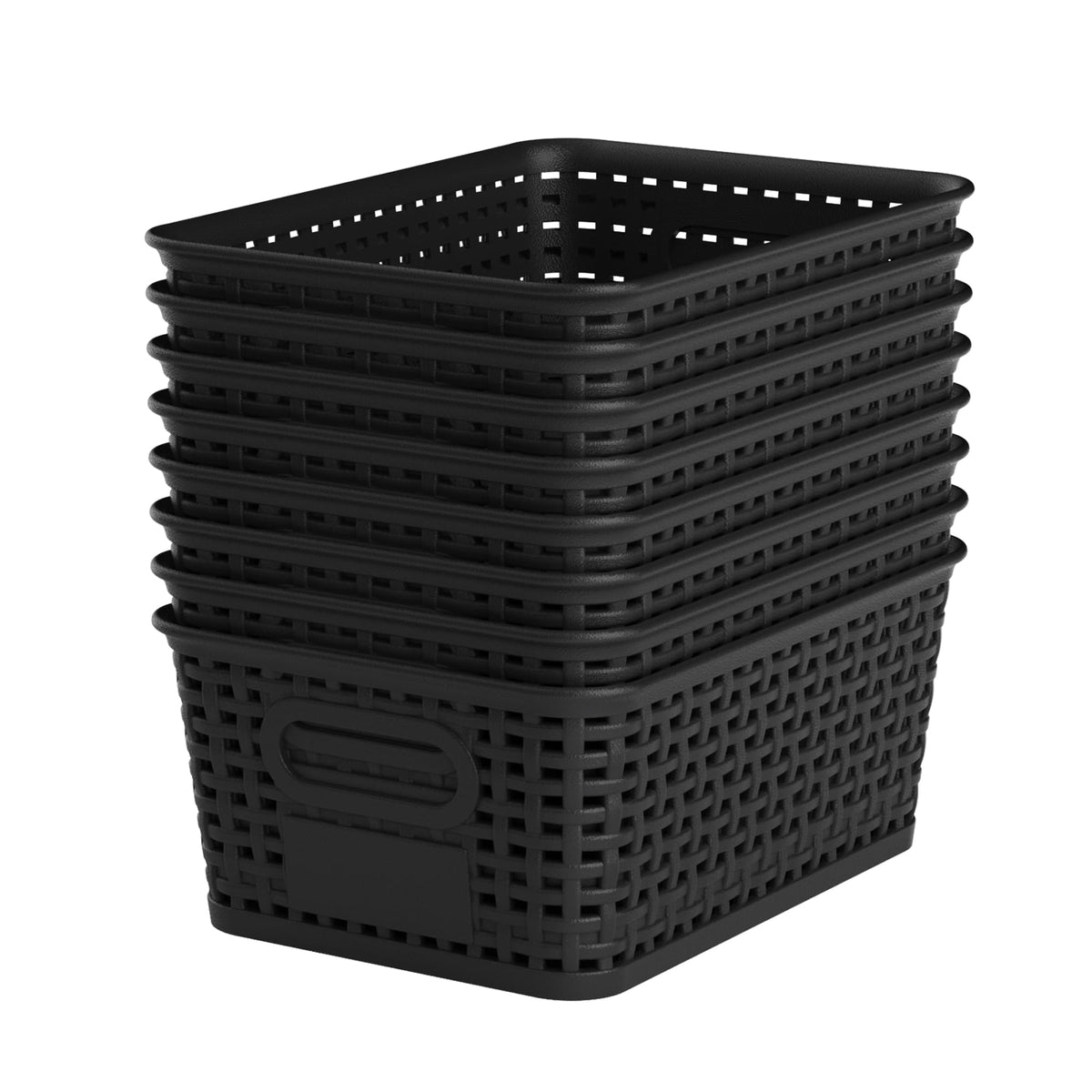 6 Pack Plastic Storage Baskets,White bamboo lid storage Box