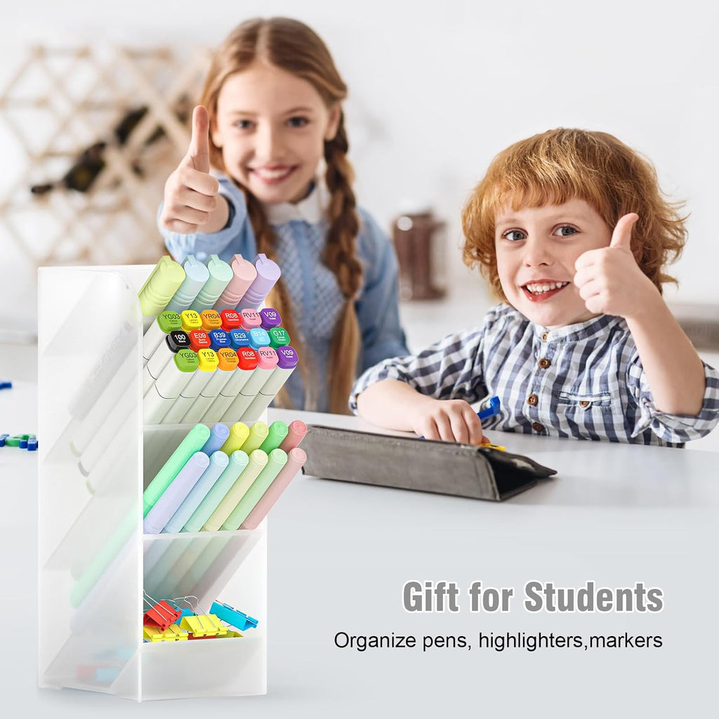 Asten Pen Holder, Pencil Holder for Desk, Pen Organizer (Clear, 3 Pack)