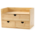 Bamboo Desk Organizer with Drawers, 3-Drawer Desktop Storage Box