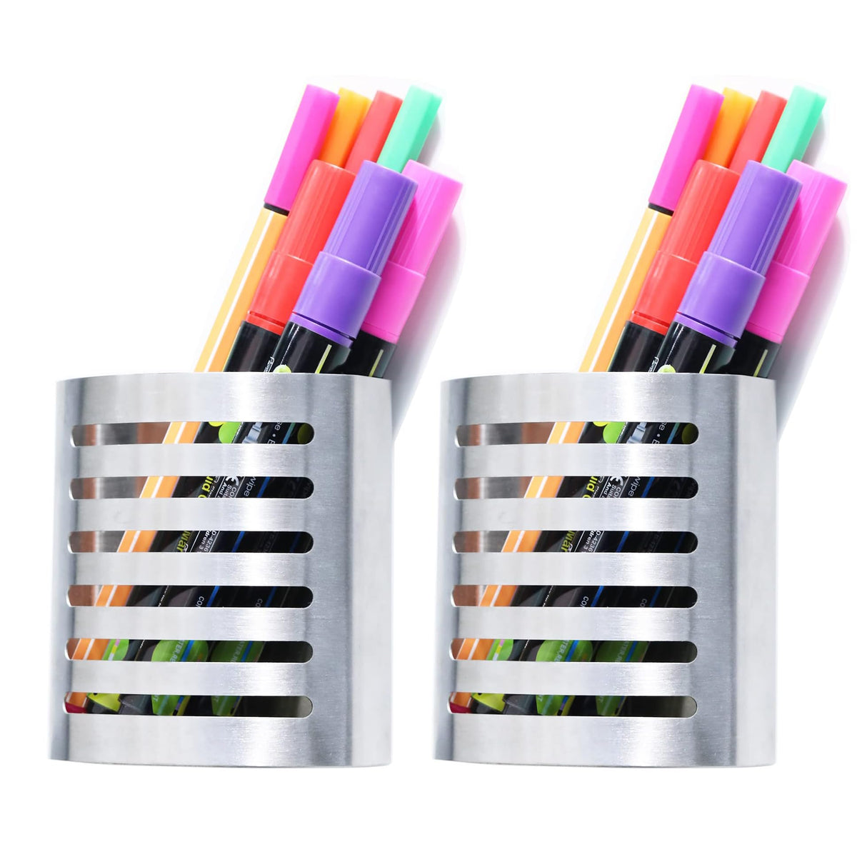 Magnetic Modern Pen and Pencil Holder, 3.25" x 1.75" x 3.50"