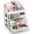 Desk Organizer with 4 Drawer Storage, Desktop Drawers Organizer for Office/School Supplies, Plastic Stationary Makeup Organizer, Desk Storage Box Organizer for Office, School, Bathroom