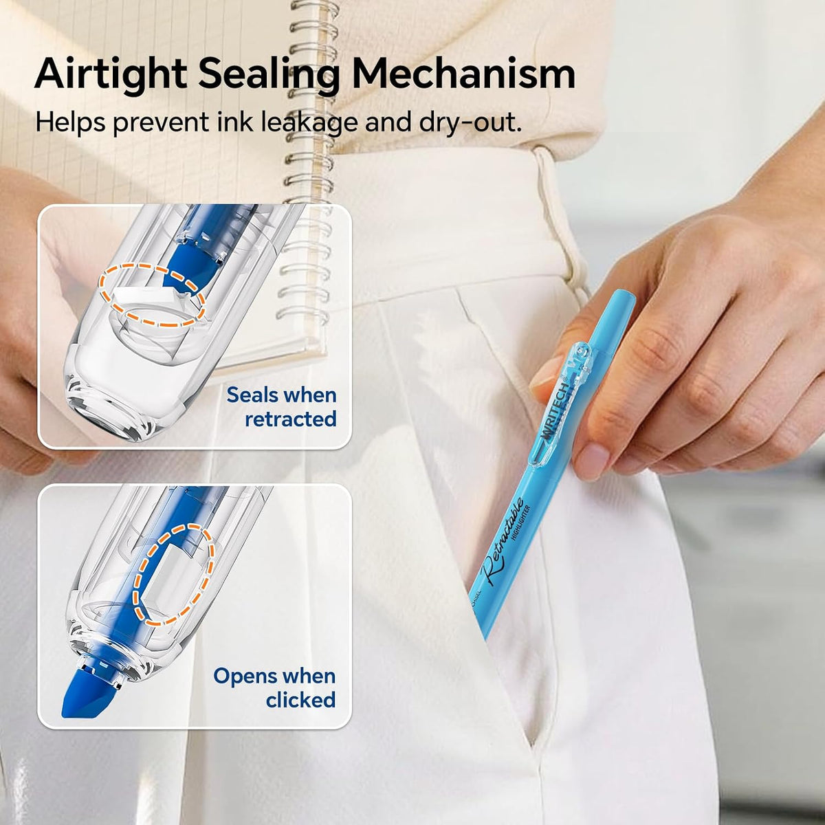 WRITECH Gel Pens Journaling Highlighters: 0.5 & 0.7mm Blue Journal Set 7ct