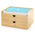 Wisuce Bamboo Desk Drawer Organizer, 2 Drawer Desktop Organizer with Drawers Tabletop Storage Organization Box for Office Home Toiletries Supplies Vanity, No Assembly Required