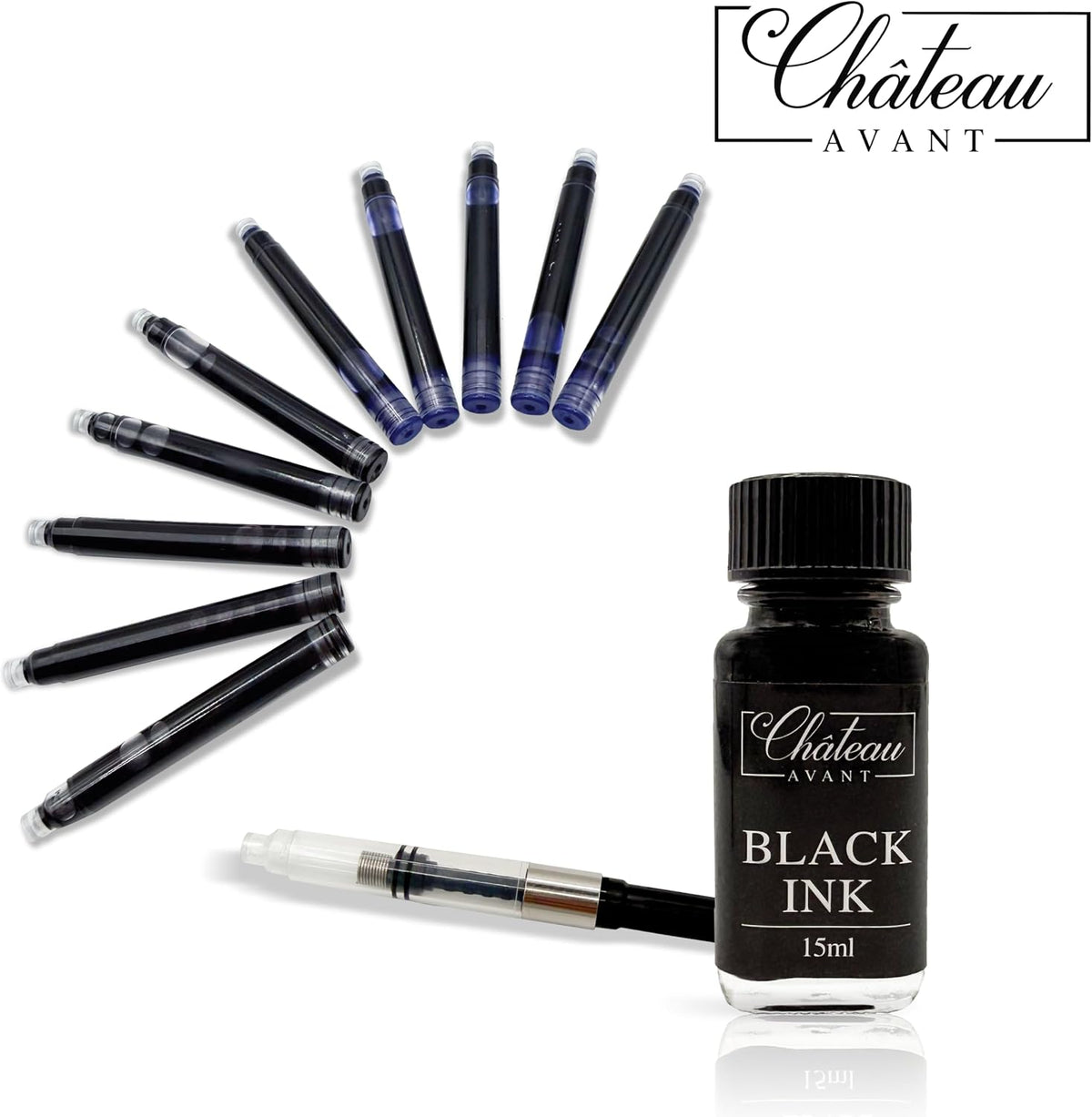 Signature Calligraphy Fountain Pen Gift Set | Black | Fine and Calligraphy Nibs, 10 Ink Cartridges, Ink Bottle and Converter | Writing Gift for Beginners, Graduates and Enthusiasts