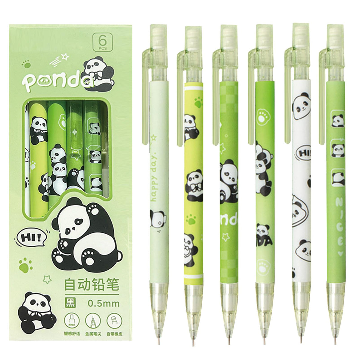 MOZXIRZ 6 Pcs Cute Mechanical Pencils with Eraser 0.5mm Cartoon Peach Mechanical Pencil School Pencil for Women (6pcs Peach/No Refill)