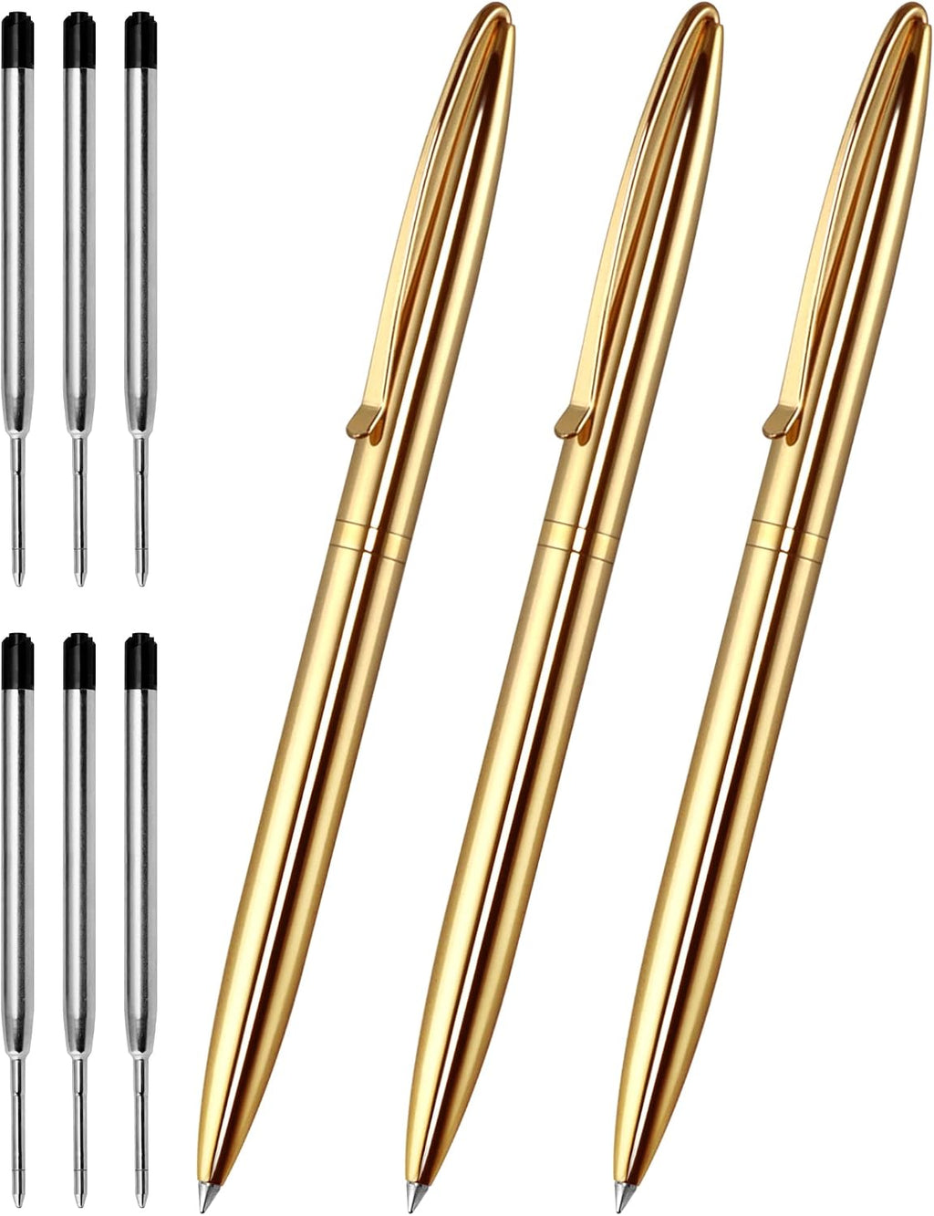 Cambond Slim Gold Ballpoint Pens - Black Ink 1.0 mm Metal Fancy Pens