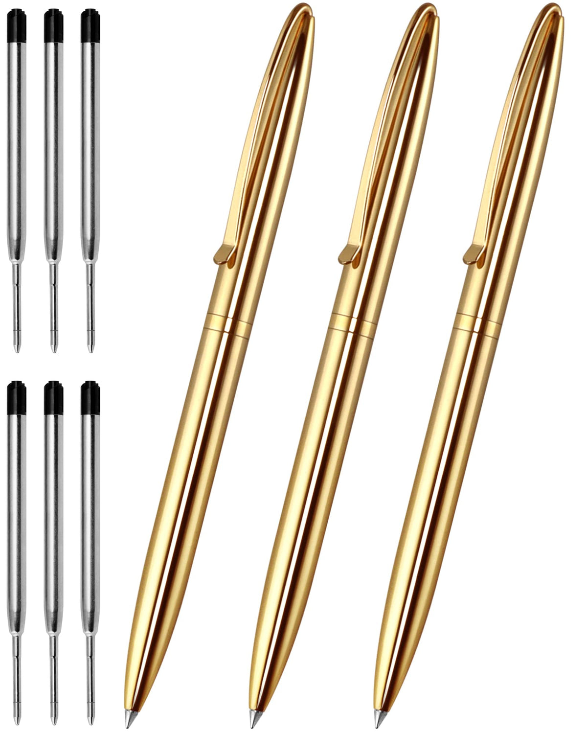 Cambond Slim Gold Ballpoint Pens - Black Ink 1.0 mm Metal Fancy Pens