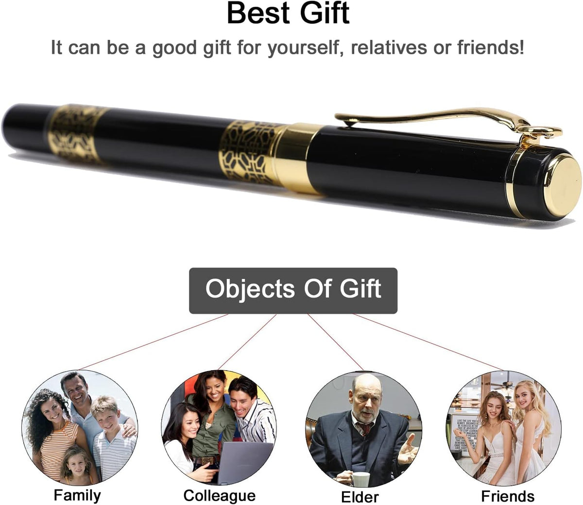 YIVONKA Ballpoint Pen Black Refill,business pens,Luxury Pen,Best Ball Pen Gift Set for Men & Women Professional Executive,Office,Nice Pens Classy Gift Box (Black)