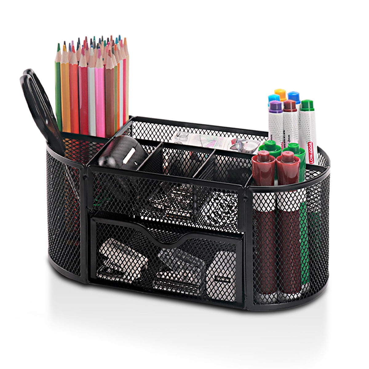 Comix Mesh 360° Rotating Pen Holder, Desk Organizer for Home Office, Black