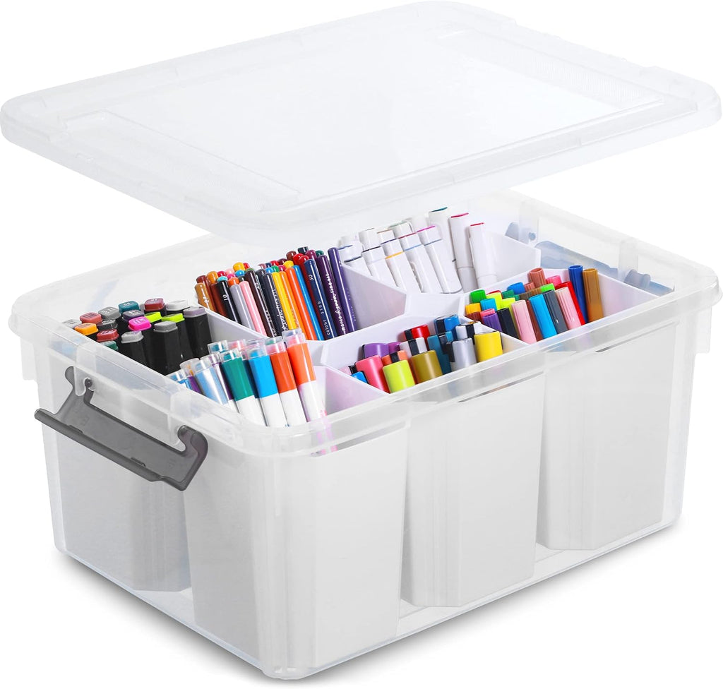 Citylife 17QT Craft Organizers and Storage bins with Lids, Marker Organizer