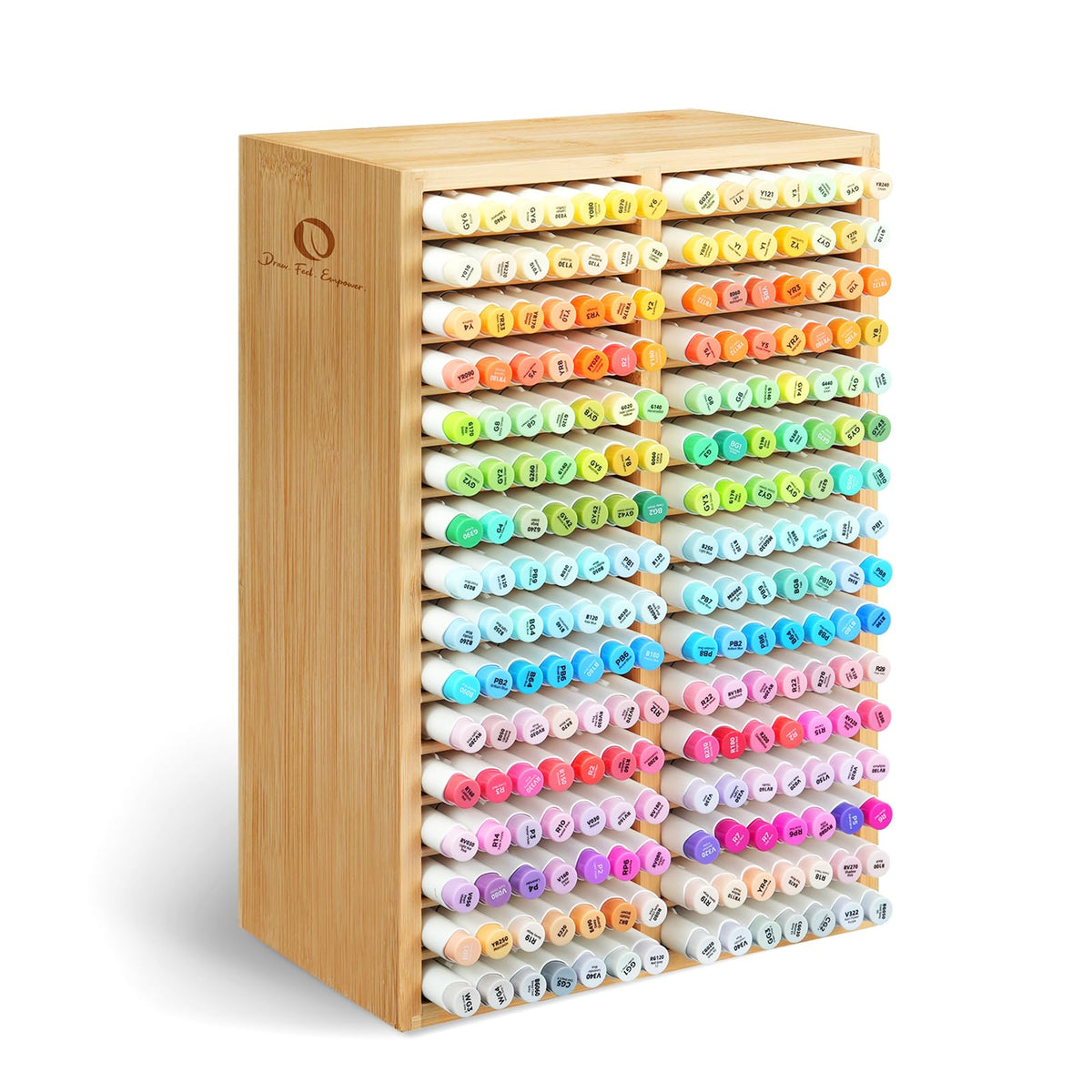 Ohuhu Bamboo Marker Organizer, Wooden Desktop Storage Holds 126 Markers