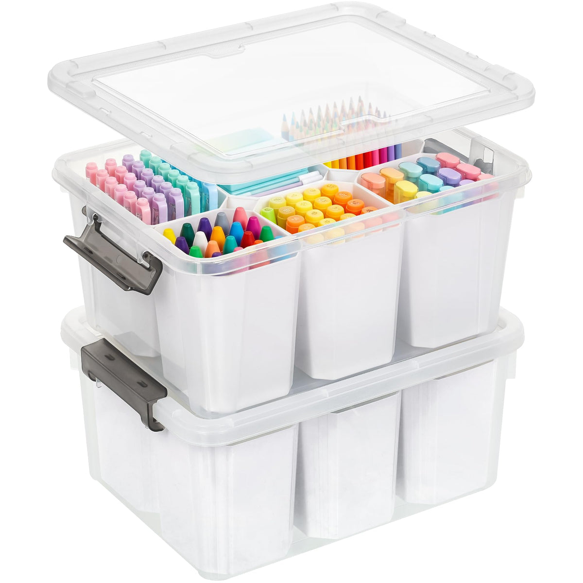 Citylife 17QT Craft Organizers and Storage bins with Lids, Marker Organizer