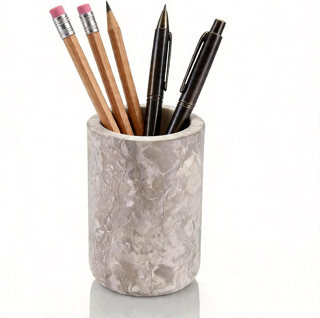 Natural Marble Pen Holder Minimalist Desk Stationery Organizer