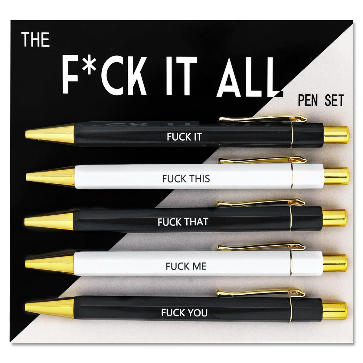 5Pcs Funny Work Sucks Pens Set for Adult Coworkers Office Gifts Pens with Funny Saying Quotes Sarcastic Snarky Pens Negative Swear Word Daily Pen Set Ballpoint Pens Black Ink Unique Work Office Pen