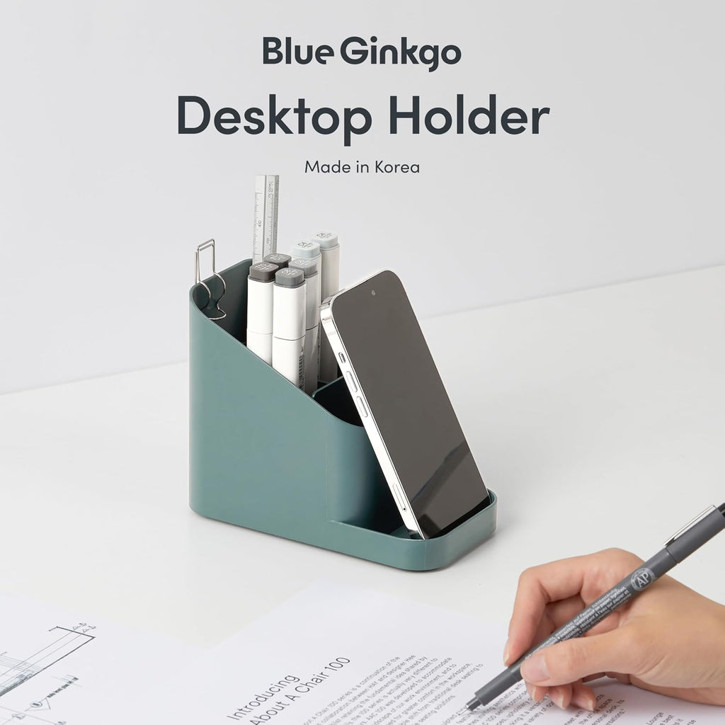 BLUE GINKGO Pen Holder, Desk Organizer, Green, Made in Korea