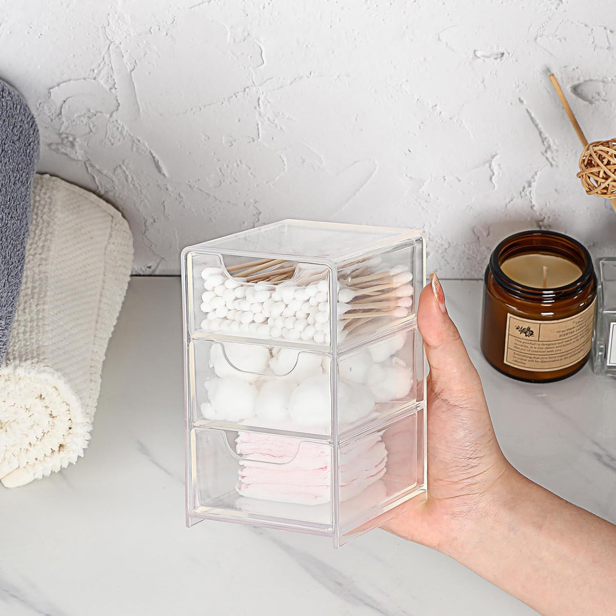 BTSKY 1 Pack Small Acrylic Storage Organizer with Drawers, 3-Layer