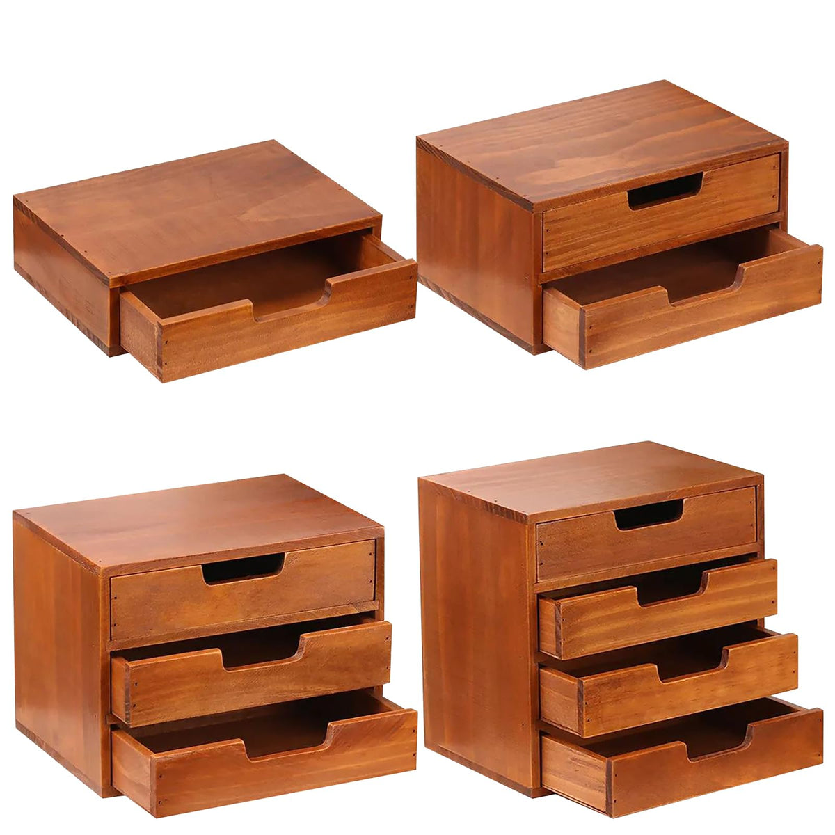 Single Drawer Desktop Storage Organizer in a Modern Wood Design (9.8”x6.9”x 2.8”) Wooden Stackable Drawer Unit - Single Monitor Riser (1-Pack)