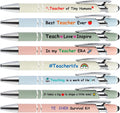 8 Pack Teacher Appreciation Ballpoint Pens, Thank You Motivational Quote Writing Instruments for Educators, Practical Office Stationery Set, Cute Retractable Black Ink Pens for School