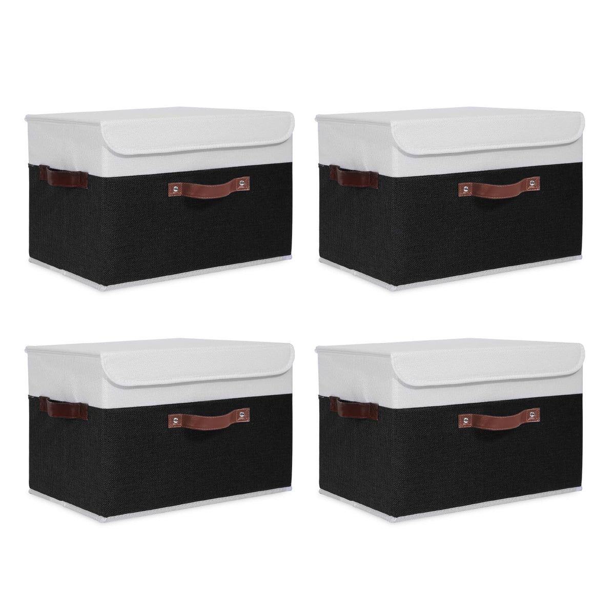 ANMINY Fabric Storage Box Bins with Lids, Green, 10"x8"x7"