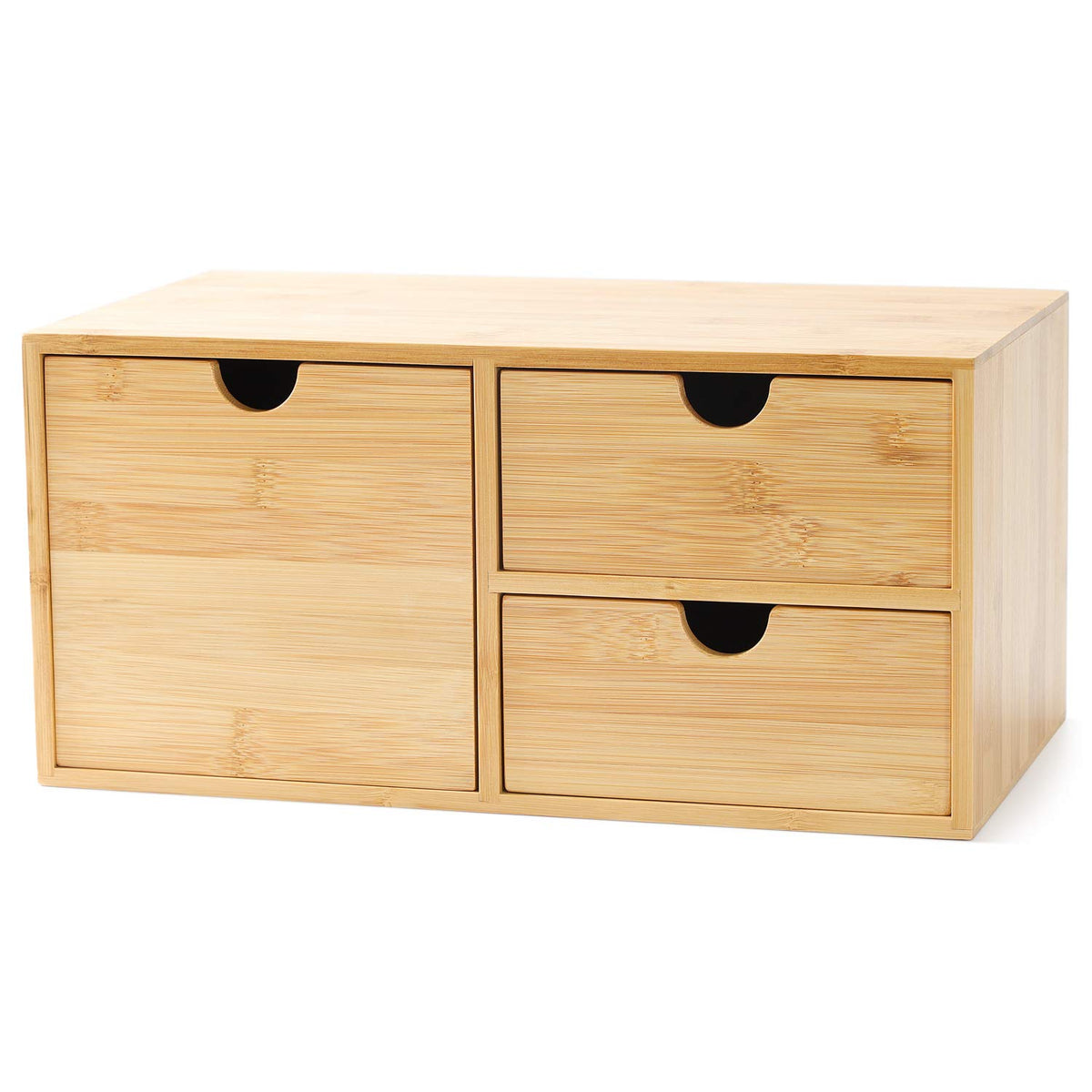 Bamboo Desk Organizer with Drawers, 3-Drawer Desktop Storage Box