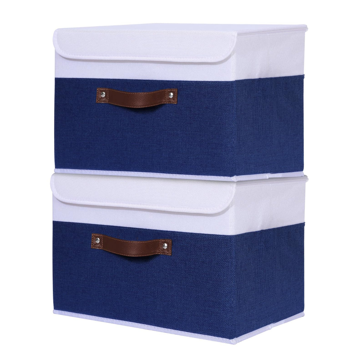 ANMINY Fabric Storage Box Bins with Lids, Green, 10"x8"x7"