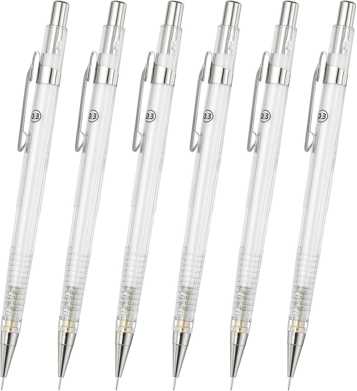 PATIKIL 6Pcs Mechanical Pencil 0.9mm, Lead Pencils Mechanical Holder Broad Point Automatic Plastic Holder with Eraser for Drawing Art Sketching Woodworking, White