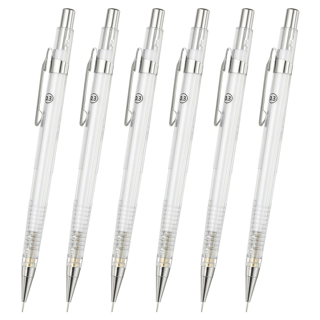 PATIKIL 6Pcs Mechanical Pencil 0.9mm, Lead Pencils Mechanical Holder Broad Point Automatic Plastic Holder with Eraser for Drawing Art Sketching Woodworking, White