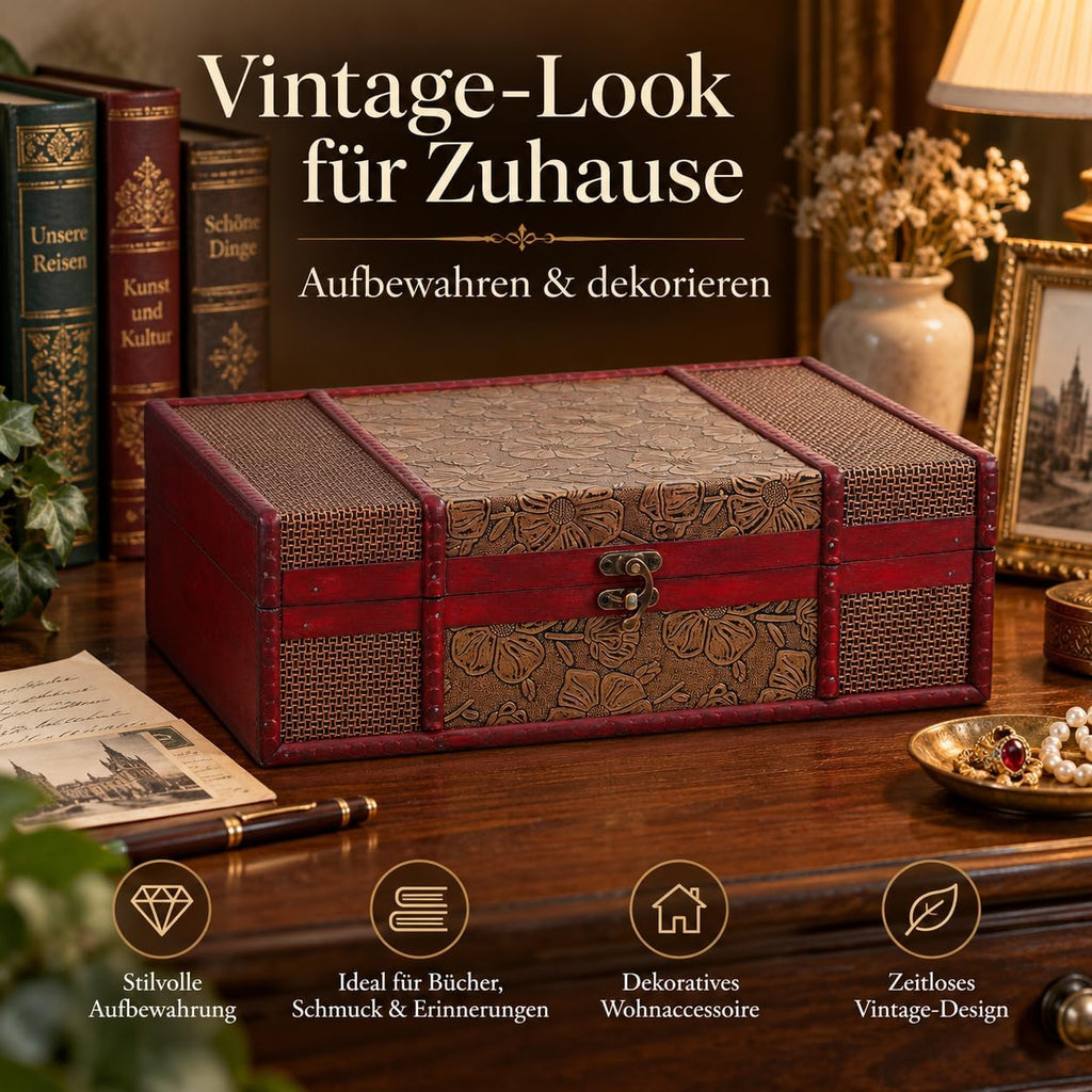 Cabilock Memory Box Wooden Desktop Storage Boxes Wood Treasure Box for Books Jewelry Document Box without Lock (Lotus) Storage Boxes Decorative