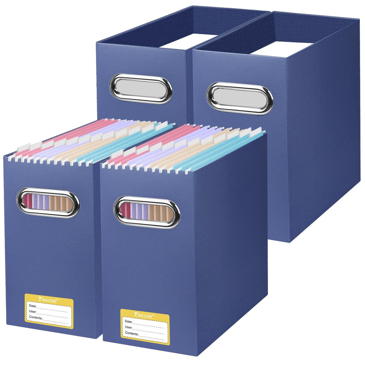 BALEINE 2PK File Organizer Box, Cardboard File Folder Organizer with Handle