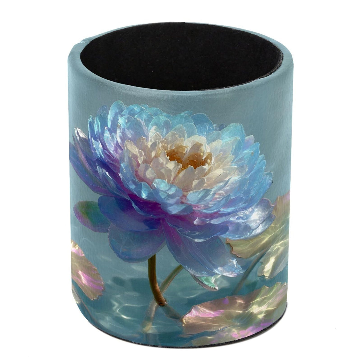 Leather Pen Holder for Desk, Birds Branches Butterflies Pencil Cup Pen Organizer Makeup Brush Holder for Office Home Kids Countertop Desk Accessory Storage