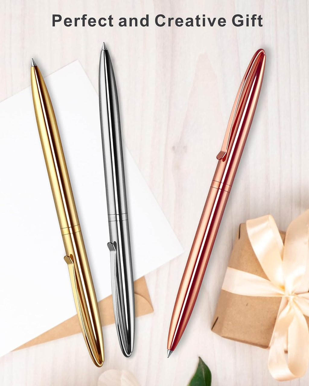 Cambond Slim Gold Ballpoint Pens - Black Ink 1.0 mm Metal Fancy Pens