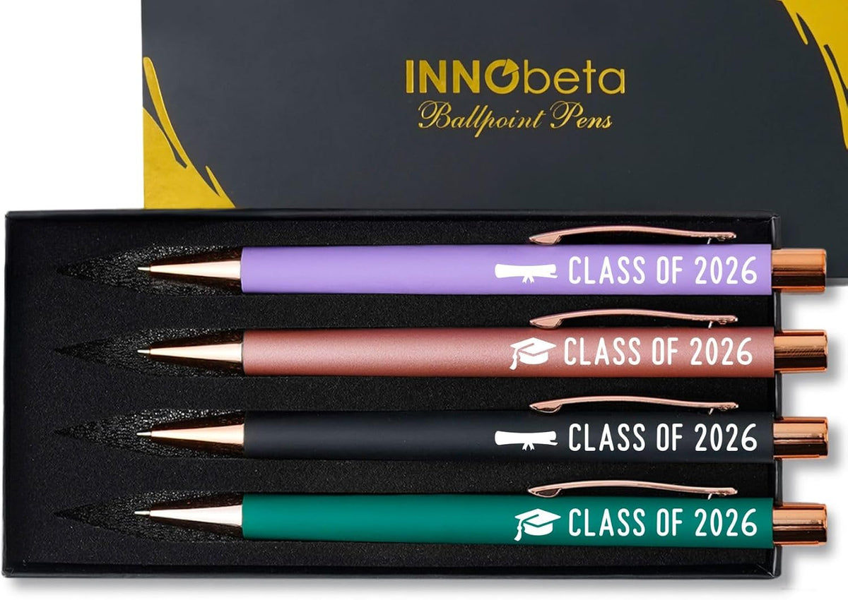 InnoBeta Class of 2026, Graduation Gifts Ballpoint Pen Set of 4, Funny Inspirational Pen, Office Tools for Graduation - Multicolor