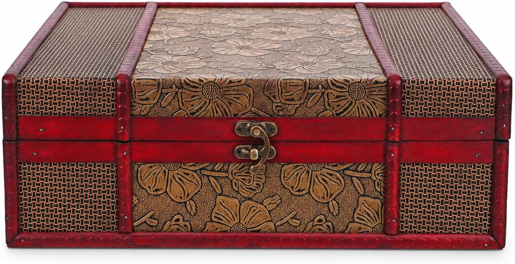 Cabilock Memory Box Wooden Desktop Storage Boxes Wood Treasure Box for Books Jewelry Document Box without Lock (Lotus) Storage Boxes Decorative